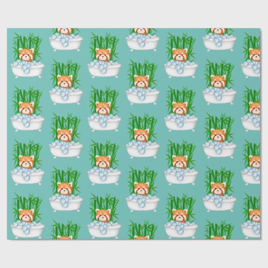 Niedliches Rotes Panda in der Bubble Bath Badewann Geschenkpapier (Flach)