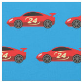 Niedliches, rotes Racecar-Muster Stoff (Nahaufnahme)