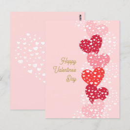 Niedliches Rotes Rosa Herzchen Herzlichen Glückwun Postkarte