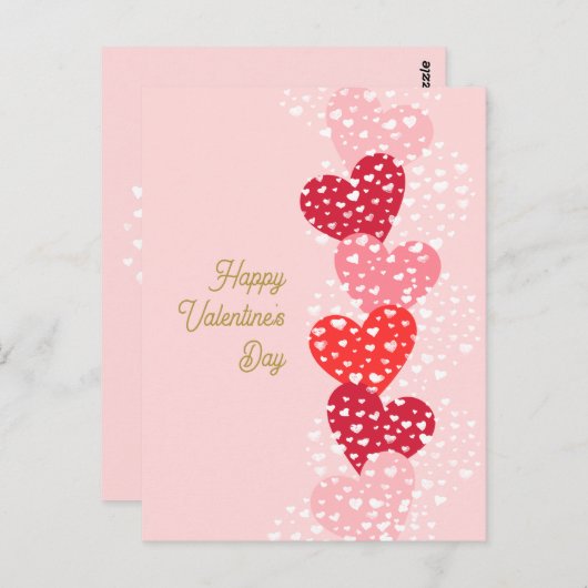 Niedliches Rotes Rosa Herzchen Herzlichen Glückwun Postkarte (Vorne/Hinten)