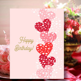 Niedliches Rotes Rosa Herzchen zum Geburtstag Postkarte