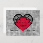 Niedliches rotes und graues gotisches Herz Save th Postkarte (Vorne/Hinten)