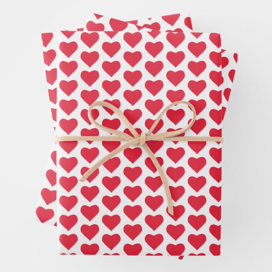 Niedliches Rotes und Weißes Herz Geschenkpapier Set (Beispiel)