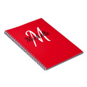Niedliches rotes und weißes Monogramm-Notebook Notizblock (Rechte Seite)