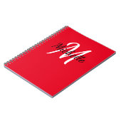 Niedliches rotes und weißes Monogramm-Notebook Notizblock (Linke Seite)