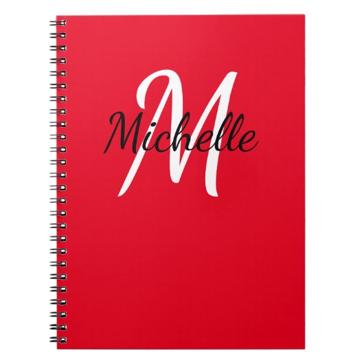 Niedliches rotes und weißes Monogramm-Notebook Notizblock (Vorderseite)