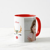 Niedliches Rotes Weihnachtsfest personalisiertes F Tasse (VorderseiteRechts)