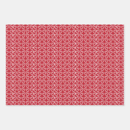 Niedliches Rotes Weiß und Rosa Herz Valentinstag Geschenkpapier Set