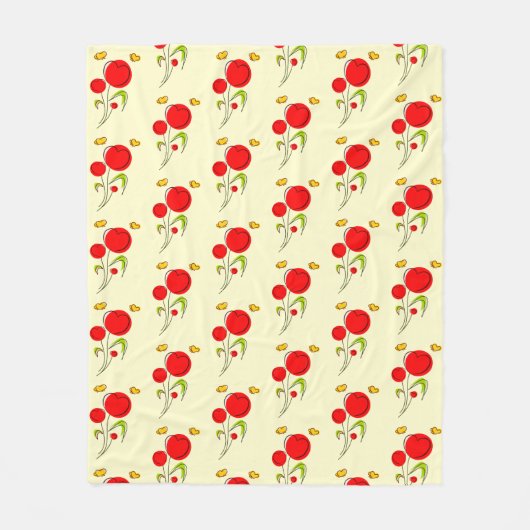 Niedliches Rotherz-Blume - Illustrationsmuster Fleecedecke (Vorderseite)