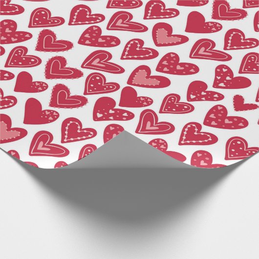 Niedliches Rotherz-Muster Geschenkpapier (Ecke)