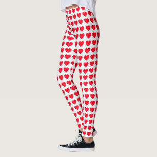 Niedliches Rotherz Muster Weiße Leggings Frauen