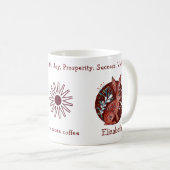 Niedliches Rotkaninchen und Pflanze. lustig und po Kaffeetasse (VorderseiteRechts)