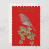 niedliches Rotkehlchen auf Efeu im Party Weihnacht Einladung (Vorderseite)