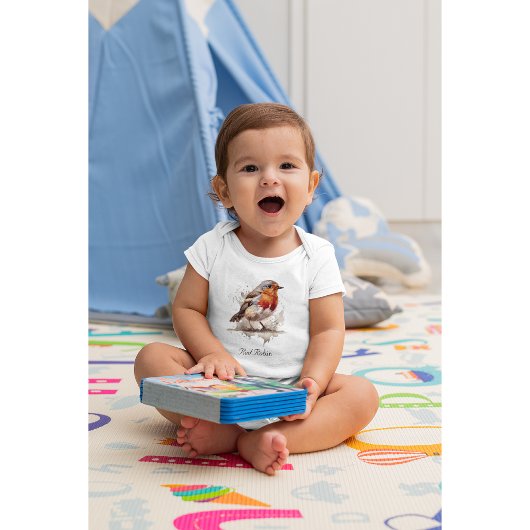 Niedliches Rotkehlchen in Aquarellfarbe, anpassbar Baby Strampler