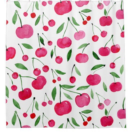 Niedliches Rotkirschmuster Duschvorhang (Vorderseite)