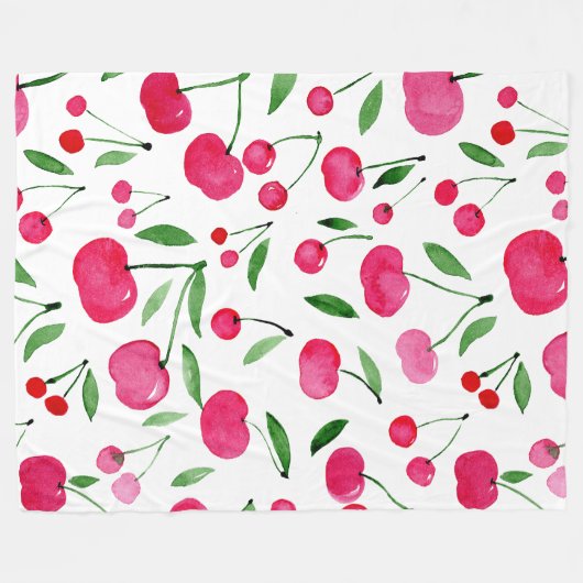 Niedliches Rotkirschmuster Fleecedecke (Vorderseite (Horizontal))