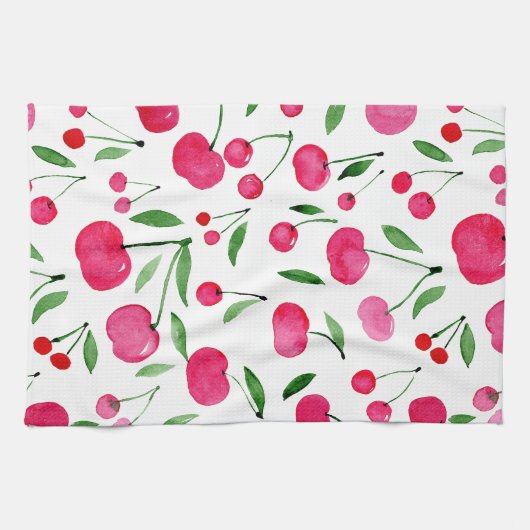 Niedliches Rotkirschmuster Geschirrtuch (Horizontal)