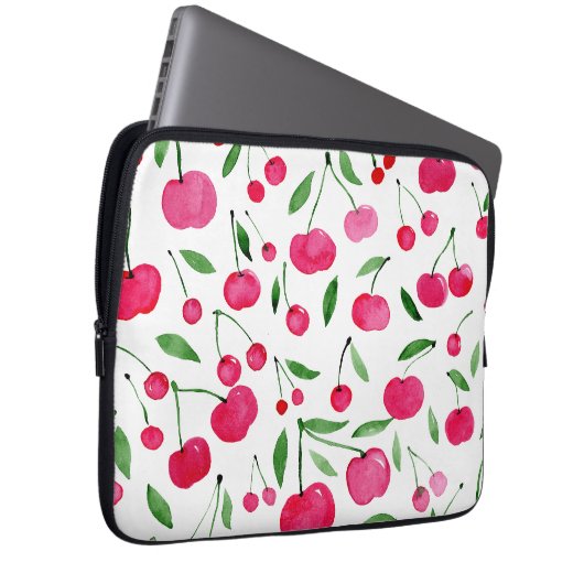 Niedliches Rotkirschmuster Laptopschutzhülle (Vorne Rechts)