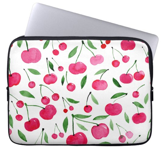 Niedliches Rotkirschmuster Laptopschutzhülle (Vorderseite)
