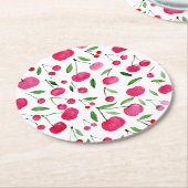 Niedliches Rotkirschmuster Runder Pappuntersetzer (Angewinkelt)