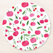 Niedliches Rotkirschmuster Runder Pappuntersetzer (Vorderseite)