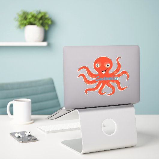 Niedliches Rotlächeln Octopus Thunder_Cove Aufkleber (Laptop auf Schreibtisch)