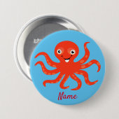 Niedliches Rotlächeln Octopus Thunder_Cove Button (Vorne & Hinten)