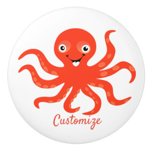 Niedliches Rotlächeln Octopus Thunder_Cove Keramikknauf