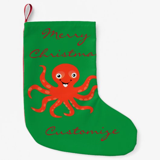 Niedliches Rotlächeln Octopus Thunder_Cove Kleiner Weihnachtsstrumpf (Vorderseite)