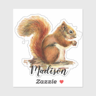 Niedliches Rotquirrel Rotbarsch-Individuelle Name Aufkleber