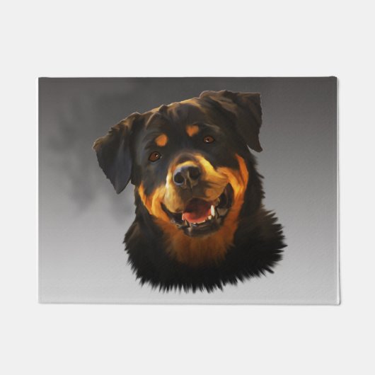 Niedliches Rottweiler Dog Water Color Portrait Fußmatte (Vorderseite)