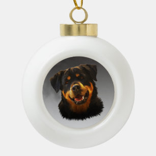 Niedliches Rottweiler Dog Water Color Portrait Keramik Kugel-Ornament