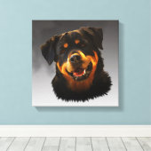 Niedliches Rottweiler Dog Water Color Portrait Leinwanddruck (Insitu (Holzboden))