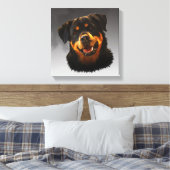Niedliches Rottweiler Dog Water Color Portrait Leinwanddruck (Insitu (Schlafzimmer))