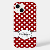 Niedliches Rotweiße Polka-Punkte Retromuster Monog Case-Mate iPhone Hülle (Rückseite)