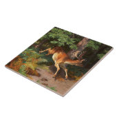 Niedliches Rotwild im Wald Fliese (Seite)