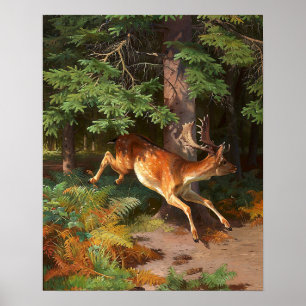 Niedliches Rotwild im Wald Poster