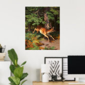 Niedliches Rotwild im Wald Poster (Heimbüro)