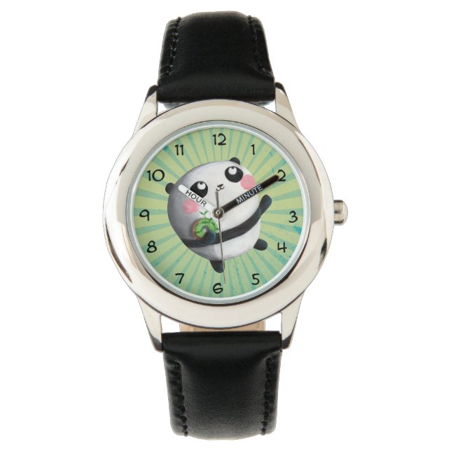 Niedliches Round Panda Armbanduhr (Vorderseite)