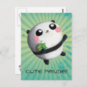 Niedliches Round Panda Postkarte (Vorne/Hinten)