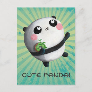 Niedliches Round Panda Postkarte