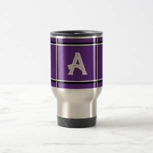 Niedliches Royal Lila Decorative Initial Square De Reisebecher