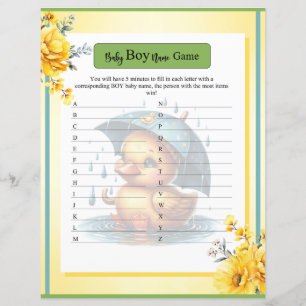 Niedliches Rubber Duck Baby Name Game