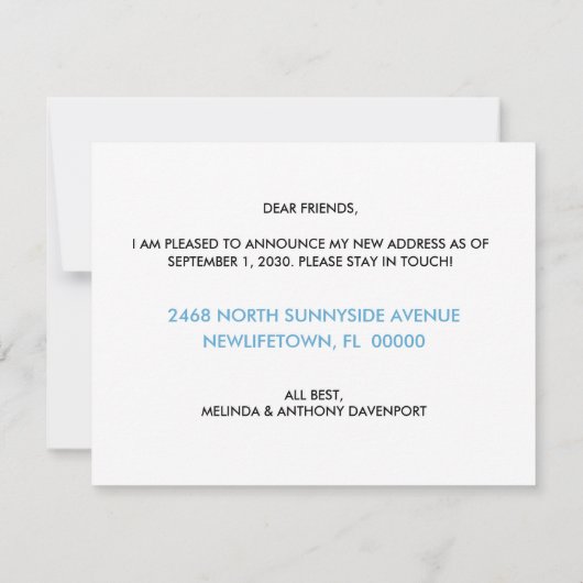 Niedliches Ruderboot Flat I m Moving Announcement Ankündigung (Rückseite)