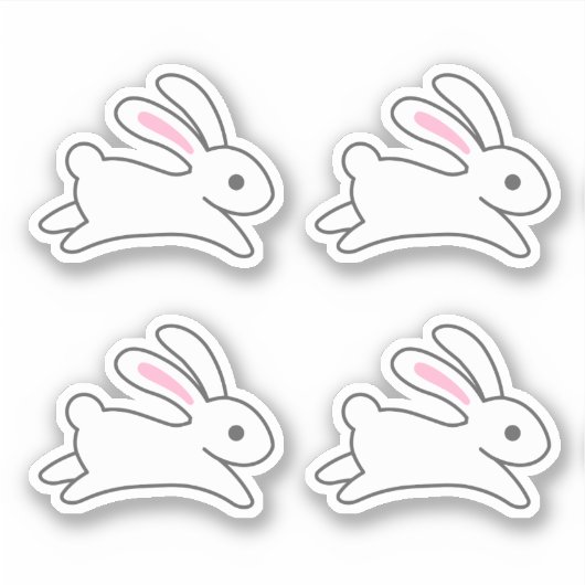Niedliches Running Bunny Rabbit Set 4 Sticker (Vorderseite)