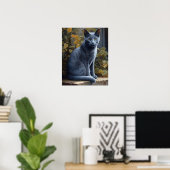Niedliches russisches Blue Cat Art Print Poster (Heimbüro)