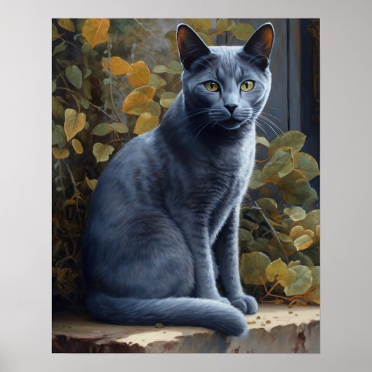 Niedliches russisches Blue Cat Art Print Poster (Vorne)