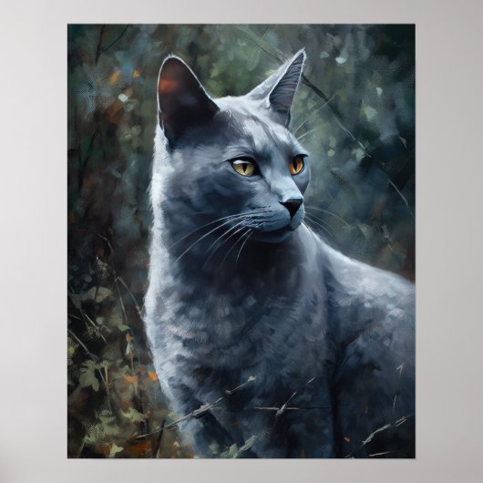 Niedliches russisches Blue Cat Art Print Poster (Vorne)