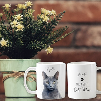 Niedliches Russisches Blue Cat Custom Best Mama /  Kaffeetasse