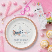 Niedliches Rust Navy Kids Flugzeug Stars Sky Cloud Pappteller (Party)